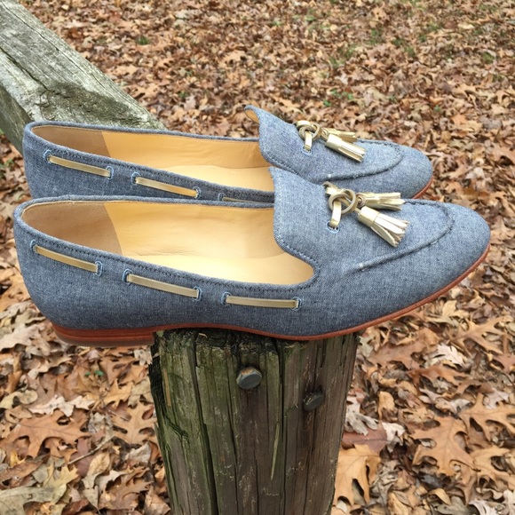 Cole Haan Denim Gold Tassel Loafers 7 1/2 B - Picture 5 of 6